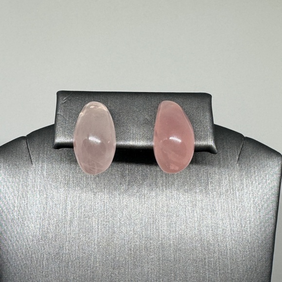 Sterling silver rose Quartz tear drop stud earrings - Picture 9 of 11